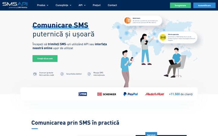 Screenshot van smsapi.ro