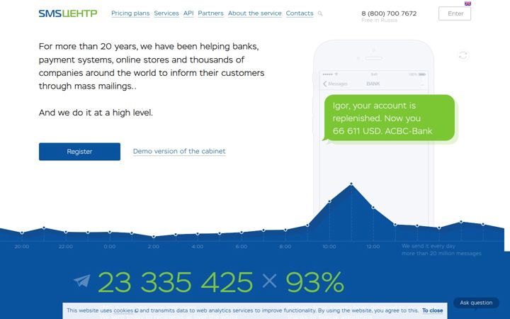 Screenshot of smscentre.com