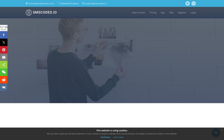 Screenshot of smscodes.io