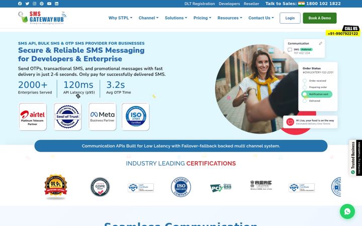 Screenshot of smsgatewayhub.com