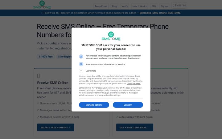 Screenshot of smstome.com
