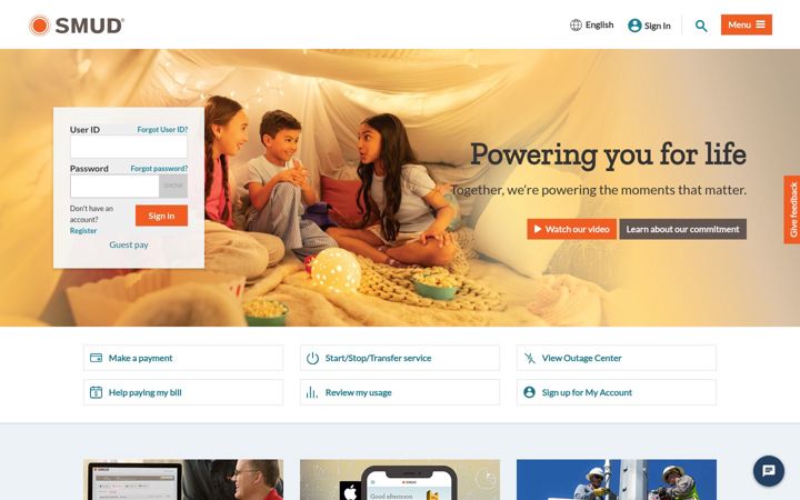 Screenshot of smud.org