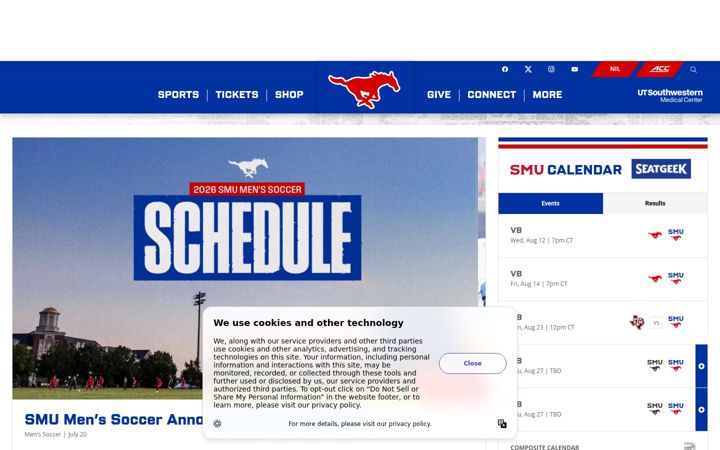 Screenshot of smumustangs.com