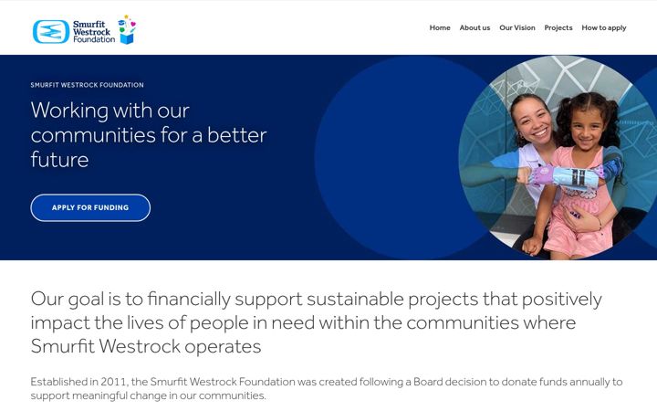 Screenshot stránky smurfitwestrockfoundation.com