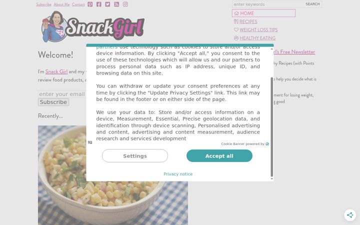 Screenshot of snack-girl.com