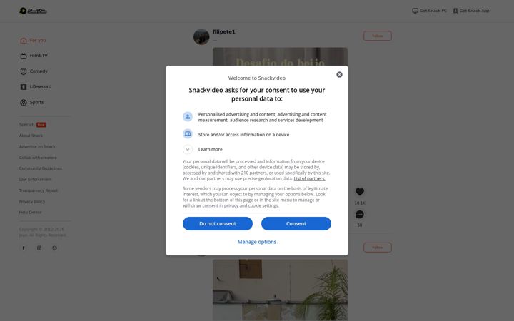 Screenshot di snackvideo.com