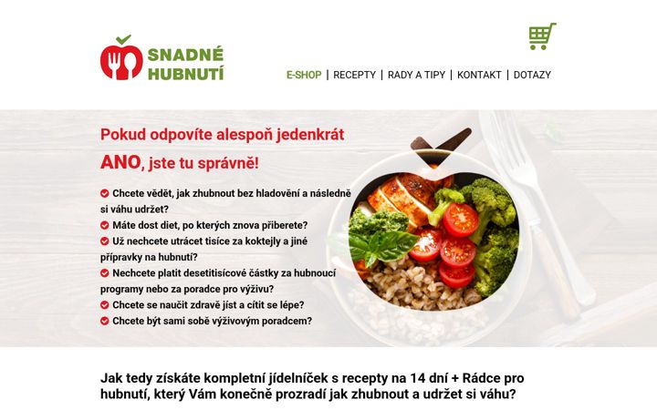 Screenshot of snadnehubnuti.eu