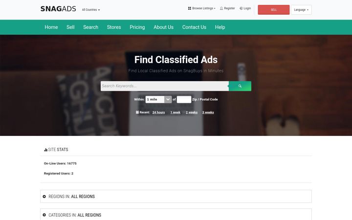 Screenshot ta' snagads.com
