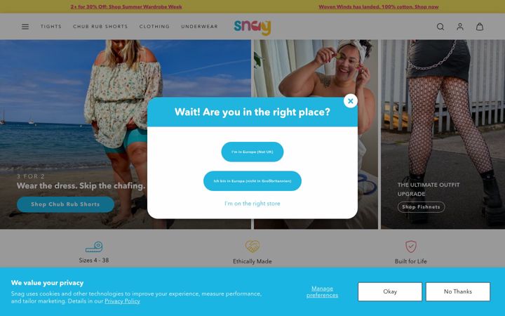 Screenshot of snagtights.com