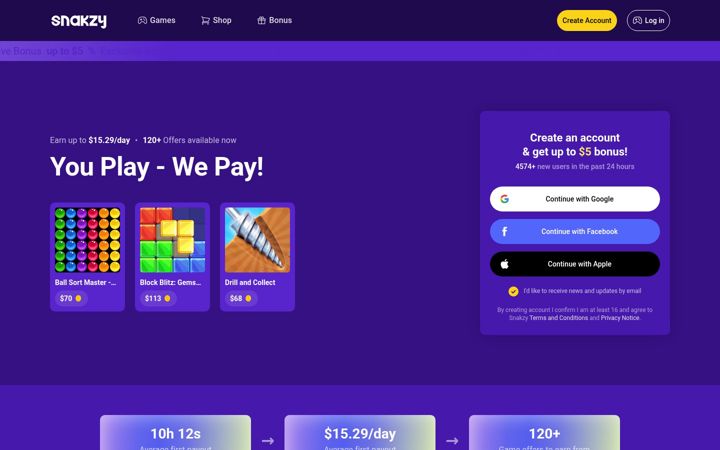 Screenshot of snakzy.app