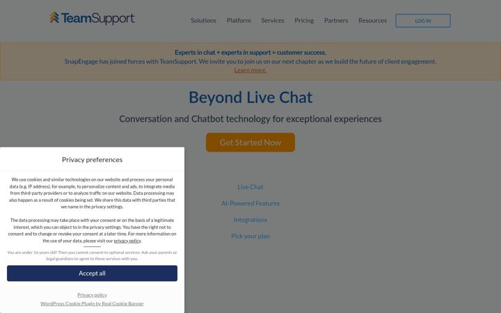 Screenshot von snapengage.com