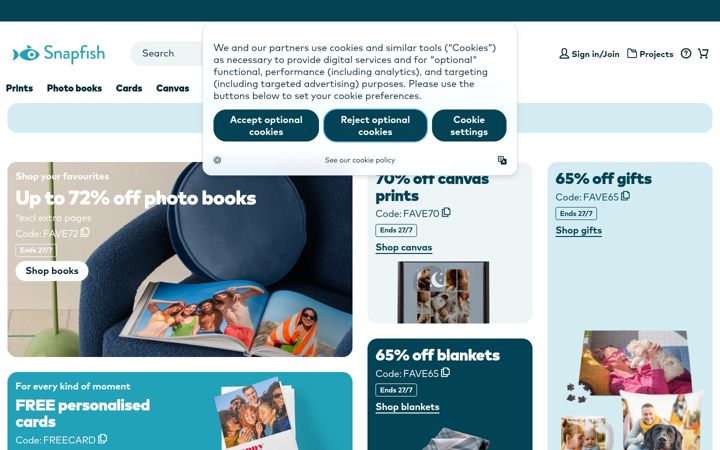 Screenshot of snapfish.co.nz