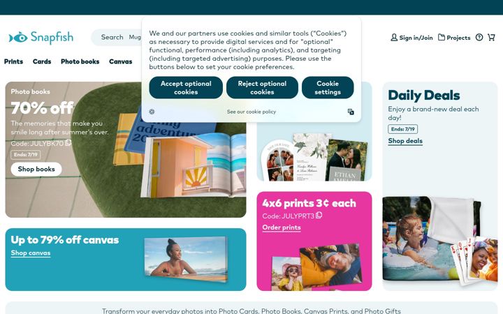 Capture d'écran de snapfish.com