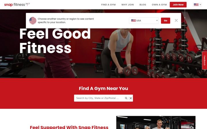 Screenshot of snapfitness.com