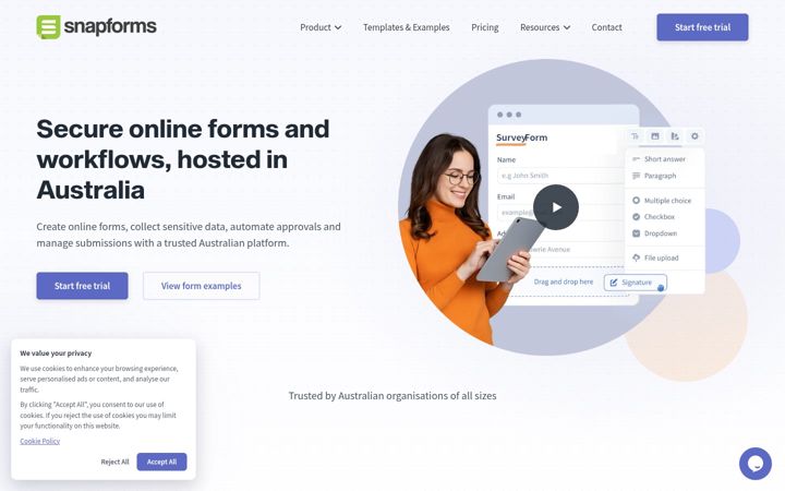 Screenshot of snapforms.com.au