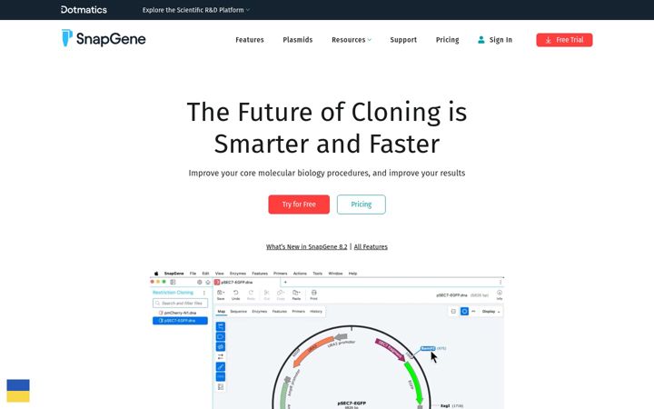 Screenshot of snapgene.com