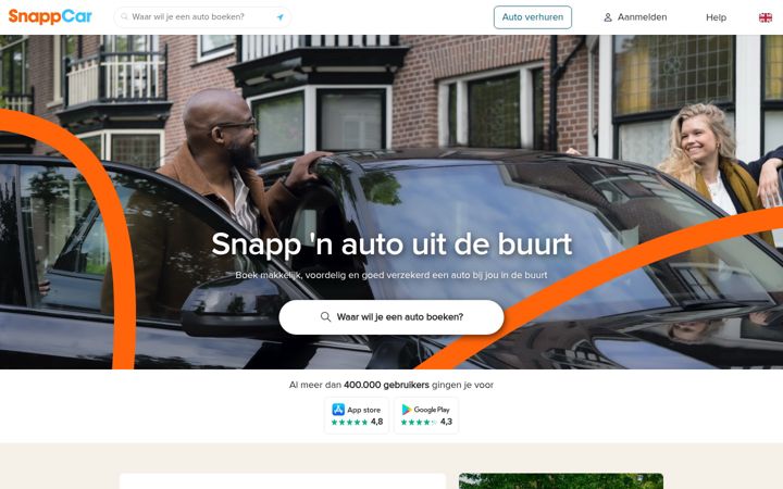 Screenshot of snappcar.nl