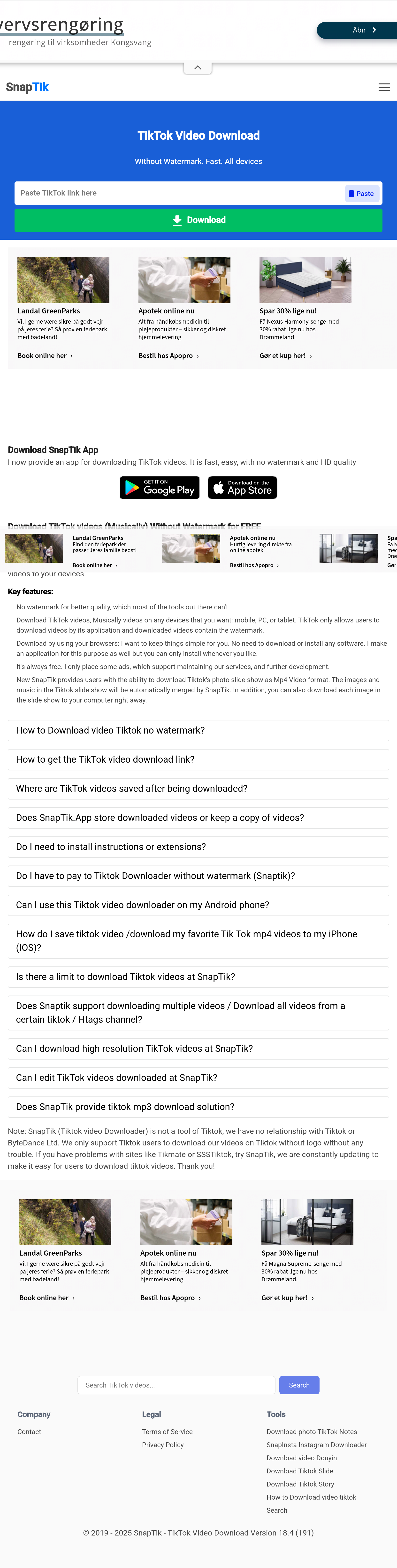 Tablet screenshot of snaptik.app