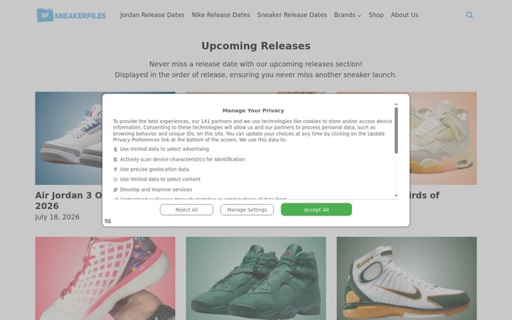Screenshot of sneakerfiles.com