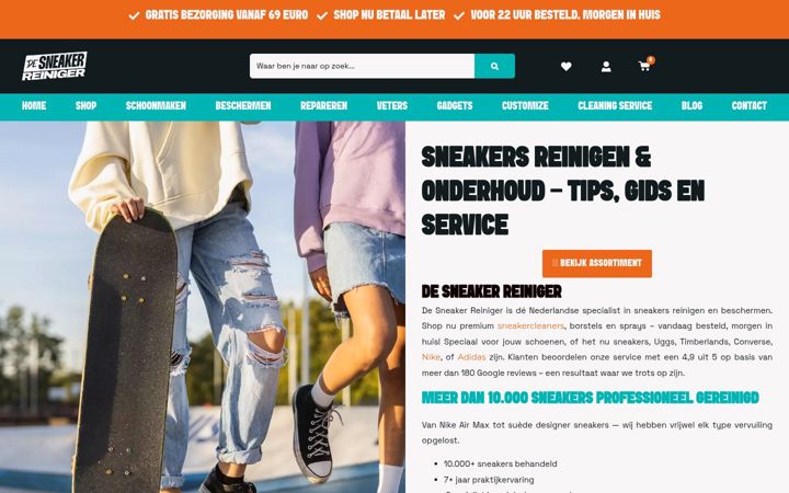 Snímek obrazovky sneakersreinigen.nl