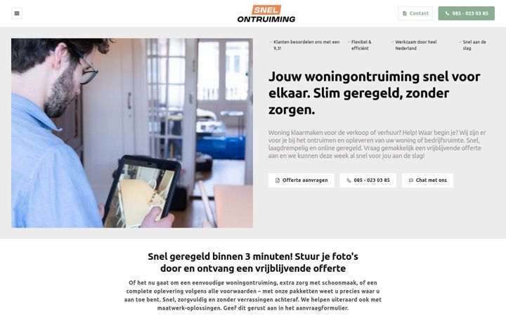 Screenshot von snelontruiming.nl