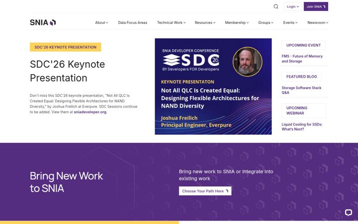 Screenshot of snia.org