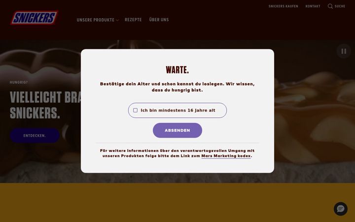 Screenshot of snickers.de