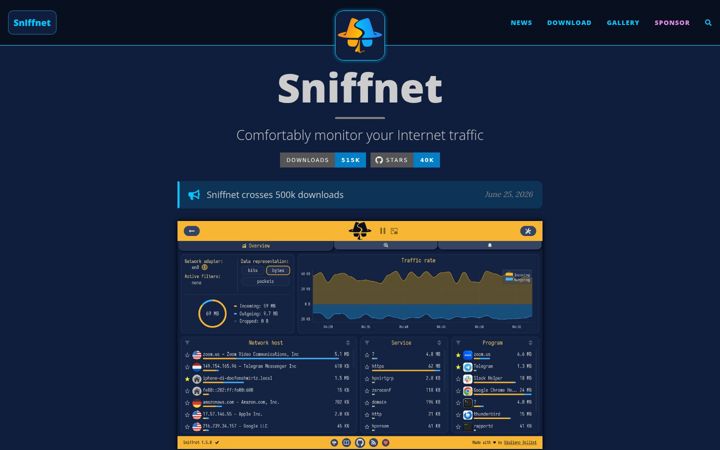 Screenshot von sniffnet.app