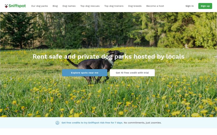 Screenshot of sniffspot.com