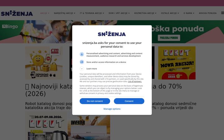 Screenshot of snizenja.ba