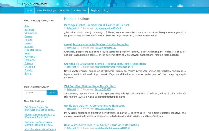 Screenshot of snoopydirectory.com