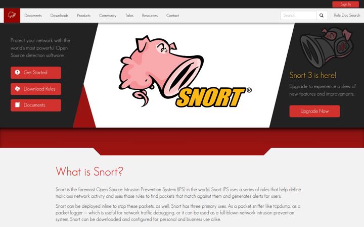 Snímek obrazovky snort.org