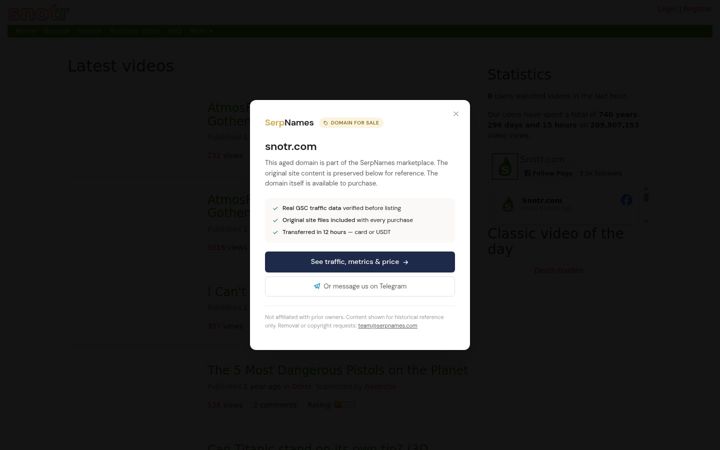 Screenshot of snotr.com