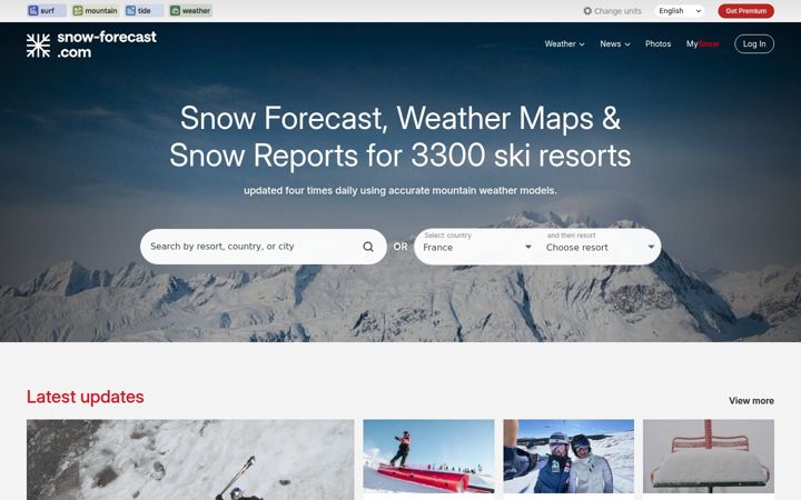 Screenshot van snow-forecast.com
