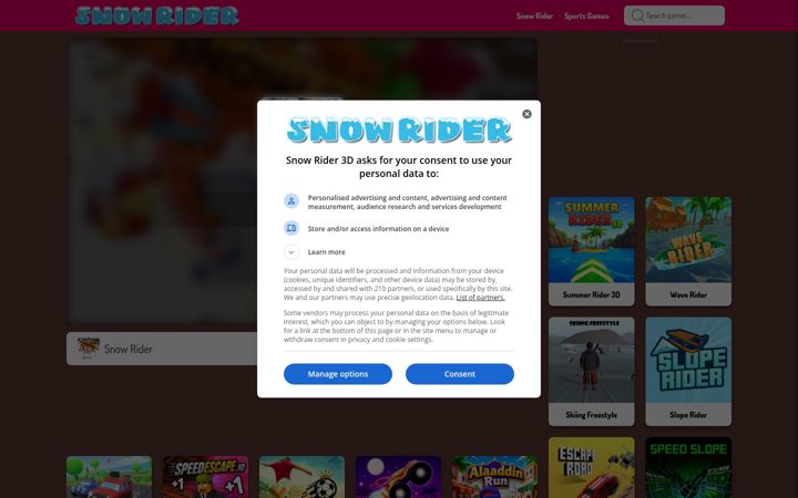 Screenshot of snow-rider.io