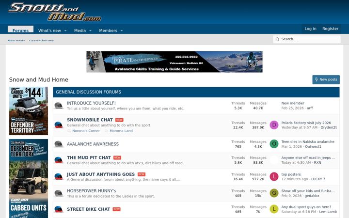 Screenshot of snowandmud.com