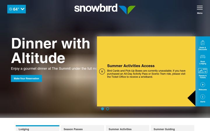 Screenshot of snowbird.com