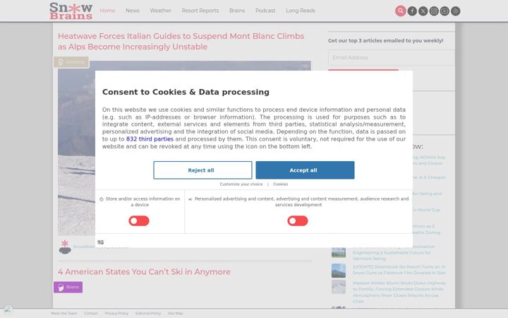 Screenshot of snowbrains.com