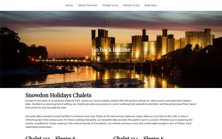 Screenshot of snowdonholidaychalets.co.uk