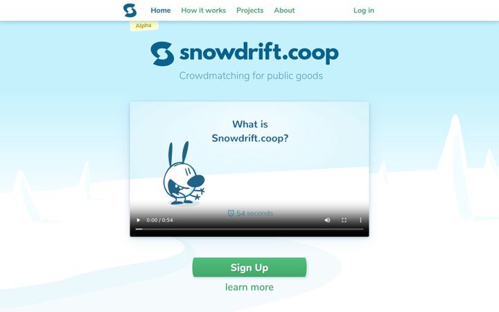 Screenshot of snowdrift.coop