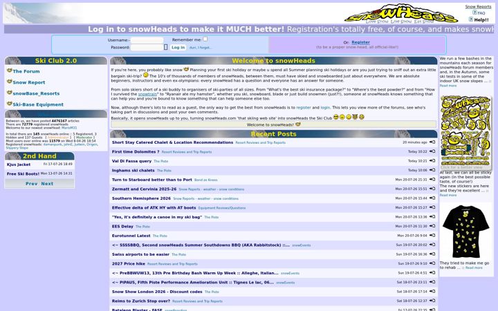 Screenshot of snowheads.com