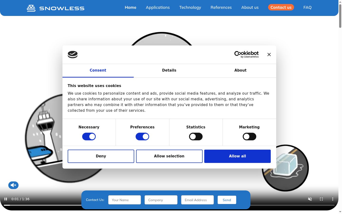 Screenshot del banner di consenso mostrato prima di qualsiasi interazione