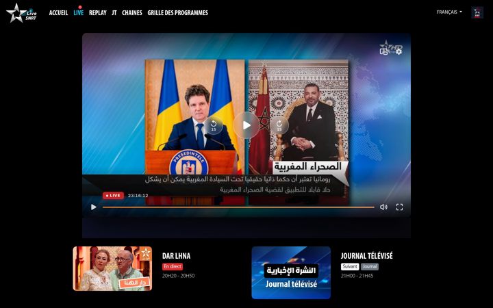Screenshot of snrtlive.ma