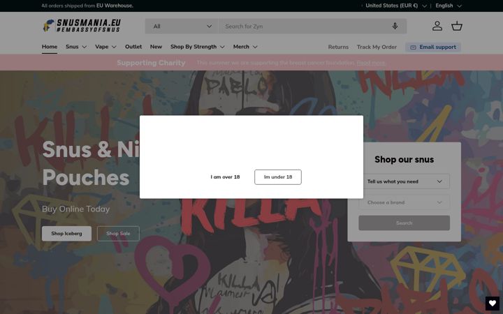 Screenshot of snusmania.eu