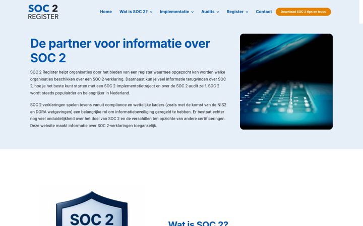 Ekrano kopija soc2register.nl