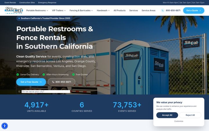 Screenshot of socalindustries.com