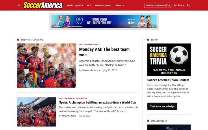 Screenshot of socceramerica.com