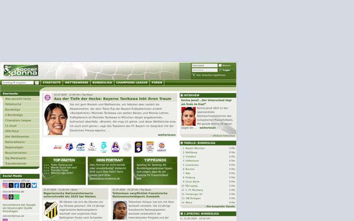 Screenshot of soccerdonna.de