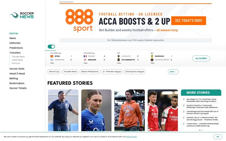 Screenshot of soccernews.com