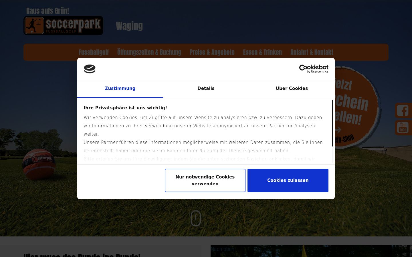 Screenshot des Einwilligungsbanners vor jeglicher Interaktion